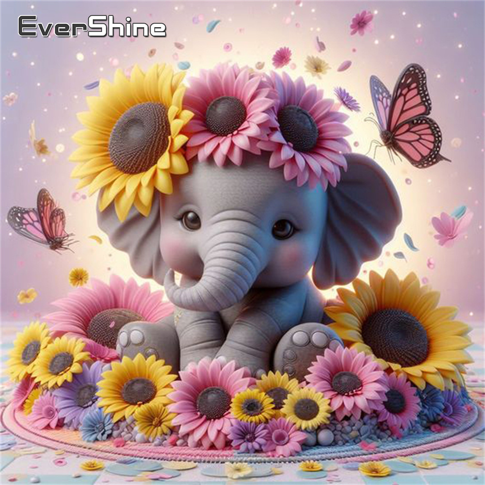 Embroidery Kit Set - Evershine Elephant Diamond Painting Animal Cross