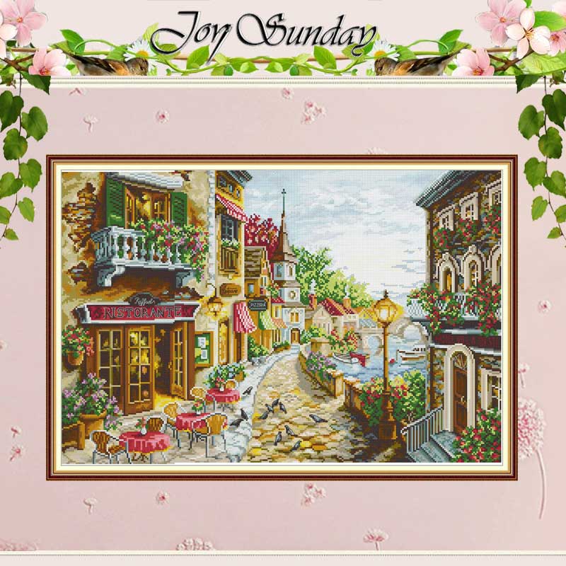 Embroidery Tas - Street Side Restaurant Patterns Counted Cross