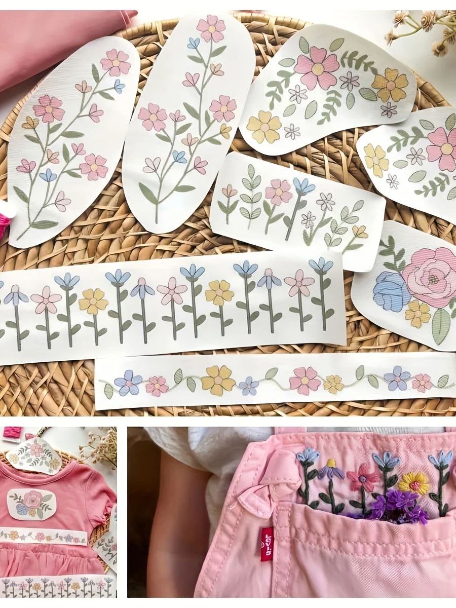 1 Set of 8pcs Colorful Graphic - огляд і ціна Printed Embroidery Kit
