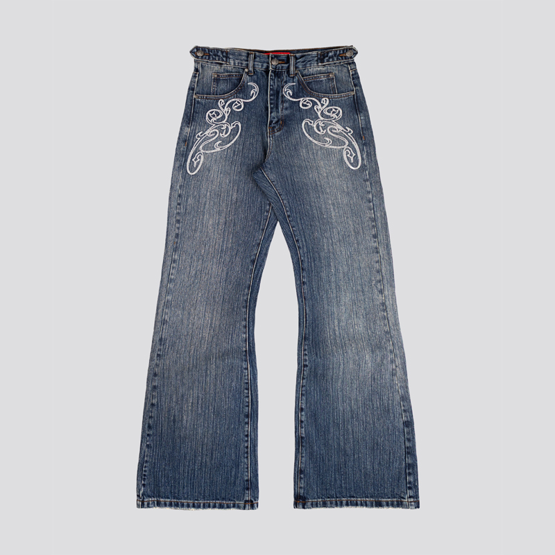 Y2k Blue Opening Bootcut Jeans - огляд і ціна Embroidery On Jeans
