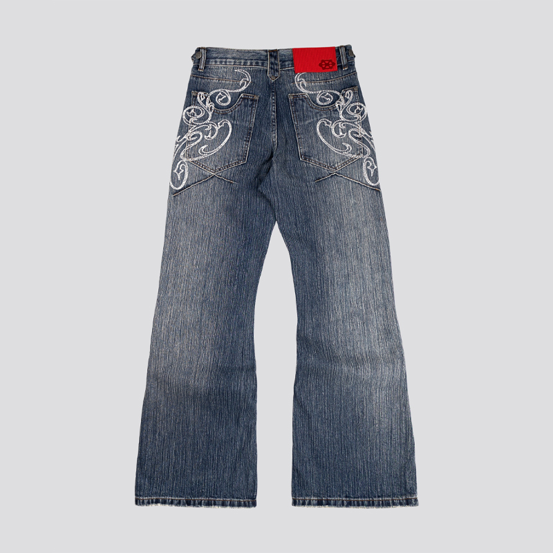 Y2k Blue Opening Bootcut Jeans - огляд і ціна Embroidery On Jeans