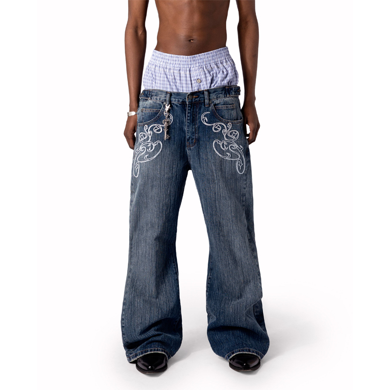 Y2k Blue Opening Bootcut Jeans - огляд і ціна Embroidery On Jeans