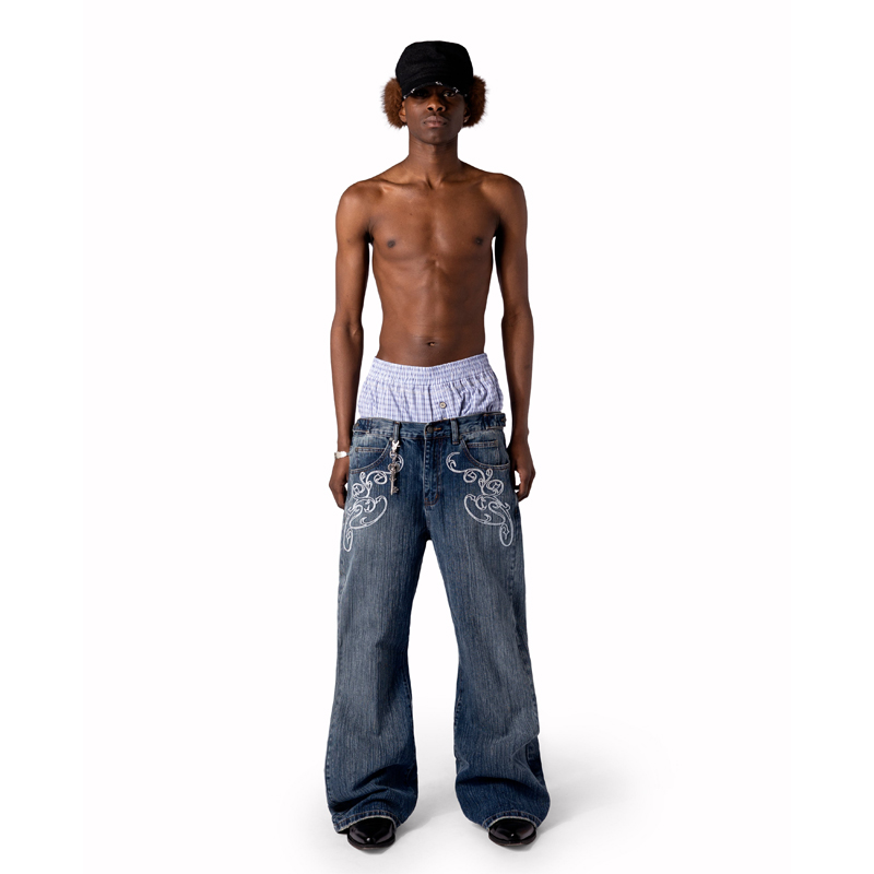 Y2k Blue Opening Bootcut Jeans - огляд і ціна Embroidery On Jeans