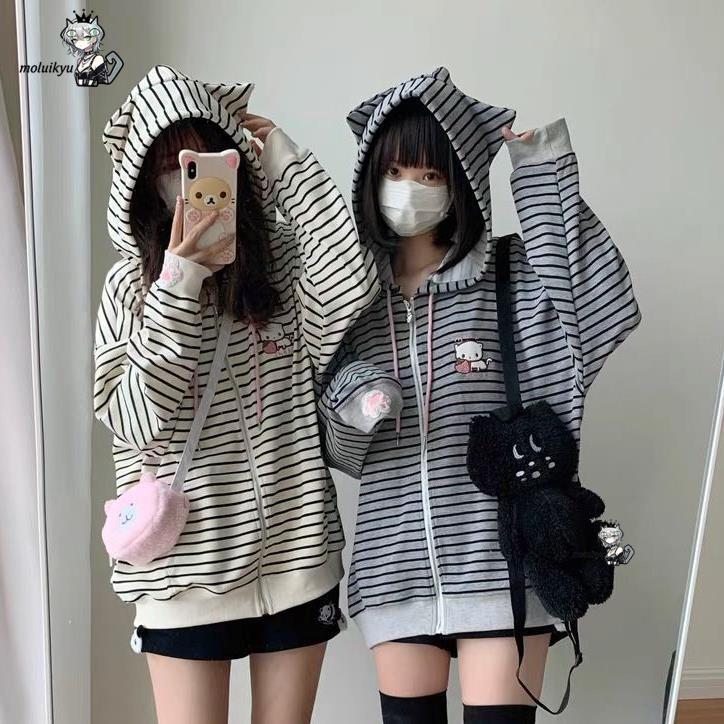 Y2K Women Striped Zip Up Jacke - огляд і ціна Embroidery Jacket