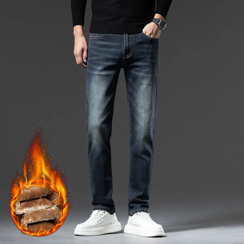New Winter Men Fleece‑Lined Th - огляд і ціна Embroidery On Jeans
