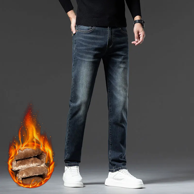 New Winter Men Fleece‑Lined Th - огляд і ціна Embroidery On Jeans