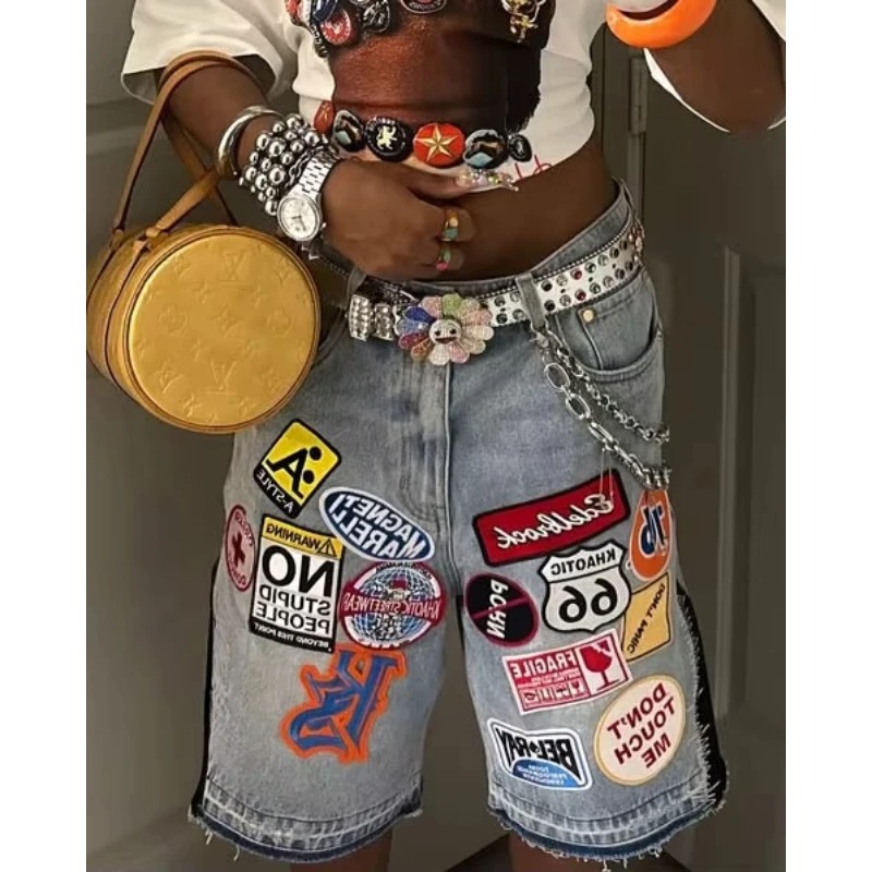 American Retro Denim Shorts Y2 - огляд і ціна Embroidery On Jeans