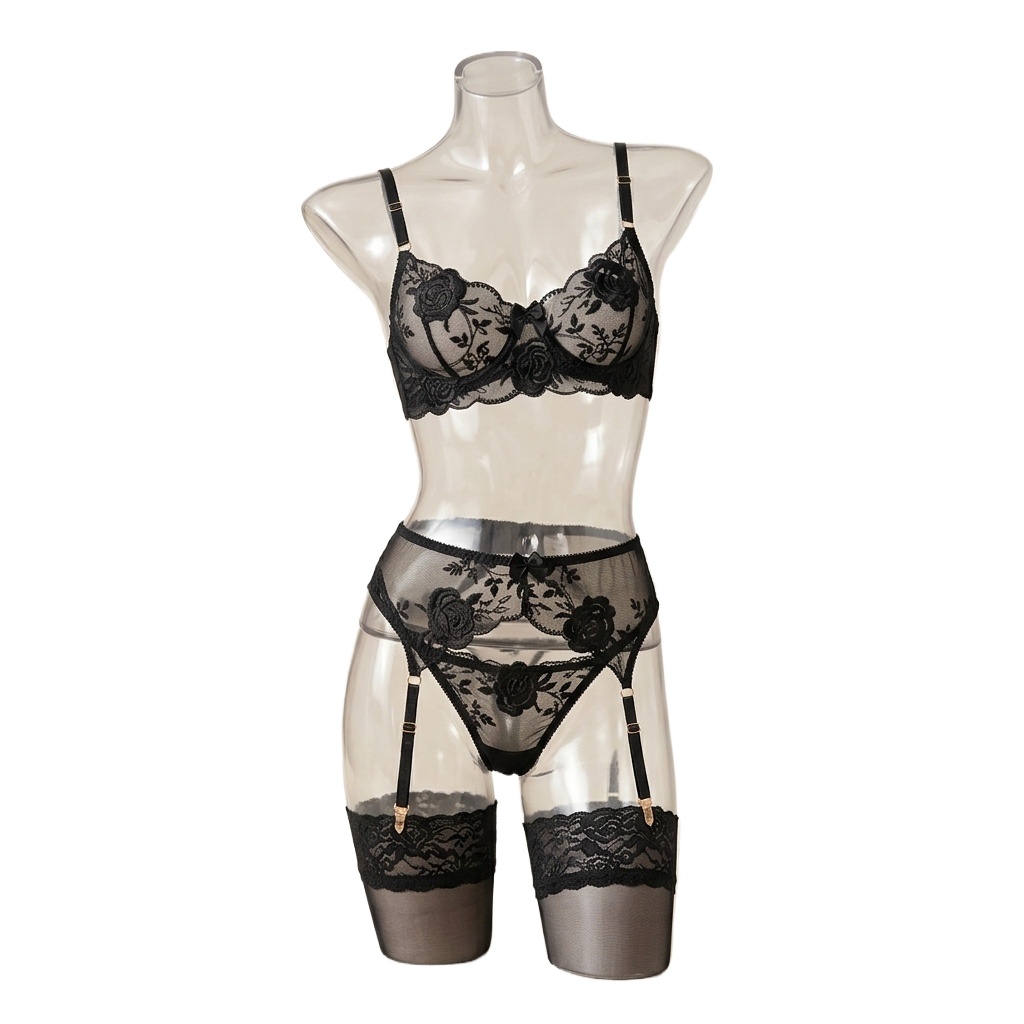 Floral Embroidery Bra Panty Se - огляд і ціна Embroidery Underwear
