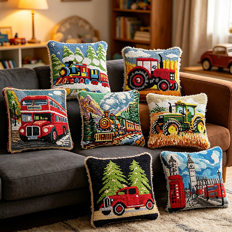 Vintage Hook Pillow Kit Steam  - огляд і ціна Printed Embroidery Kit