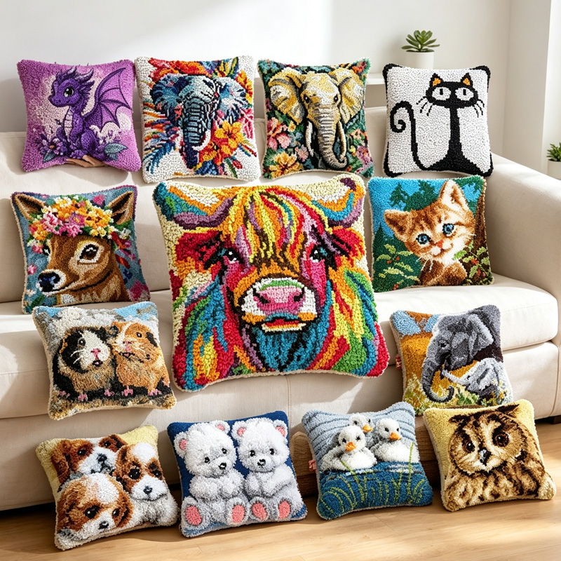 Dog Cat Dinosaur Cow Animal La - огляд і ціна Printed Embroidery Kit