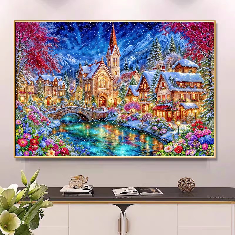 9ct 100x75cm Winter Church Emb - огляд і ціна Embroidery Tas