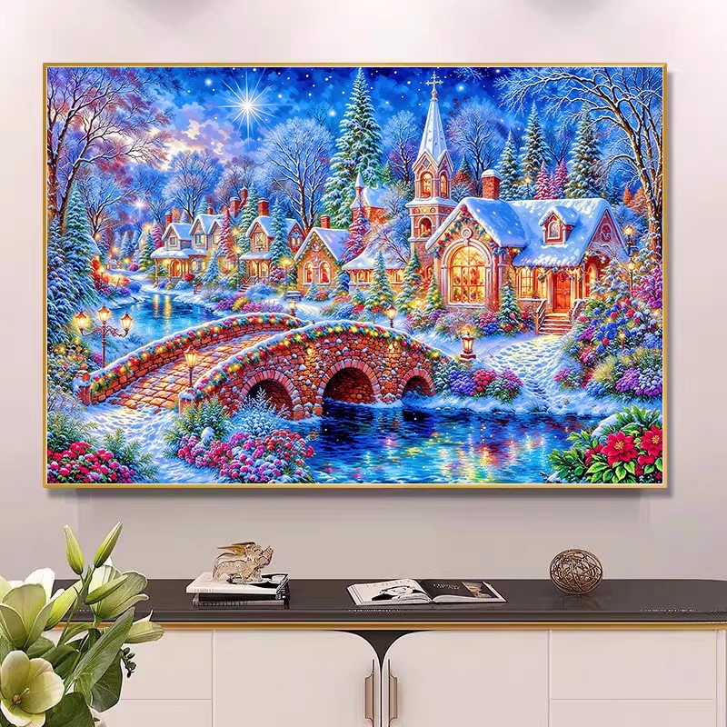9ct 100x75cm Winter Church Emb - огляд і ціна Embroidery Tas