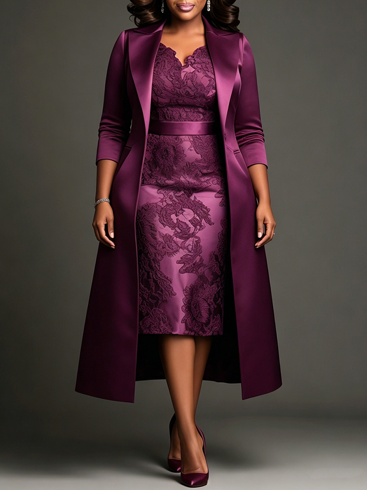 Women Plus Size Satin Midi-Len - огляд і ціна Embroidery Jacket
