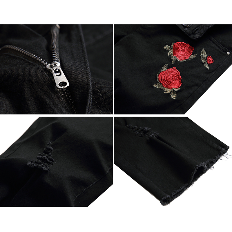 2026 Summer Men's Red Rose Emb - огляд і ціна Embroidery On Jeans